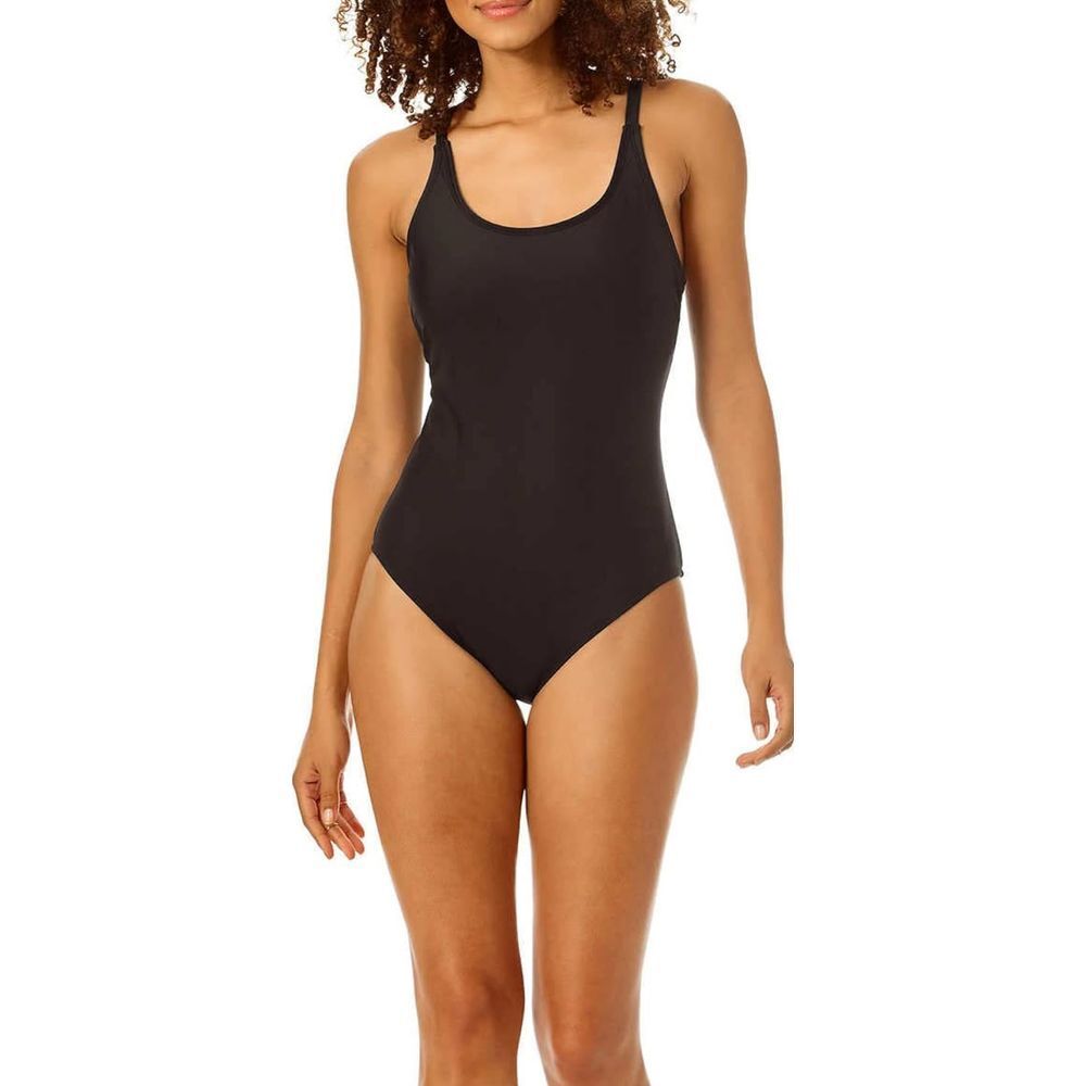 Hurley Black One-Piece Swimsuit with Strappy Back‎ Detail Athletic Swimming Suit